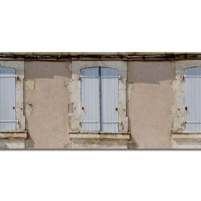 Mural: ventanas francesas 3 - paisaje panorámico 3:1 - muchos tamaños y materiales - motivo de arte fotográfico exclusivo como cuadro de lienzo o cuadro de vidrio acrílico para decoración de paredes