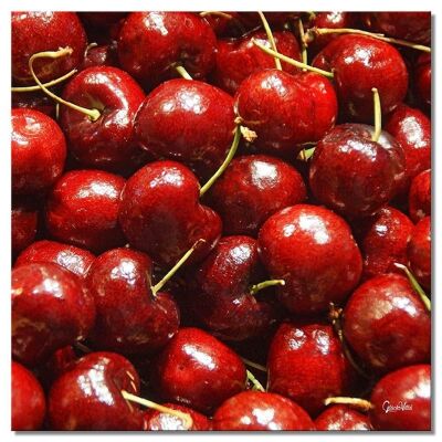 Wall picture: Fruits 8 cherries - square 1:1 - many sizes & materials - exclusive photo art motif as a canvas picture or acrylic glass picture for wall decoration