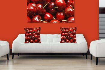 Ensemble de coussins photo décoratifs (2 pièces), motif : fruits 8 cerises - taille : 40 x 40 cm - housse de coussin premium, coussin décoratif, coussin décoratif, coussin photo, housse de coussin 2