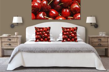 Ensemble de coussins photo décoratifs (2 pièces), motif : fruits 8 cerises - taille : 40 x 40 cm - housse de coussin premium, coussin décoratif, coussin décoratif, coussin photo, housse de coussin 3