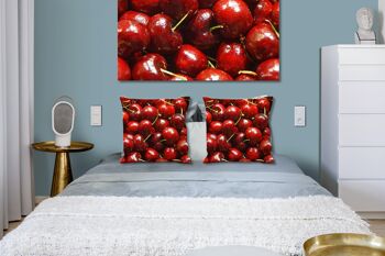 Ensemble de coussins photo décoratifs (2 pièces), motif : fruits 8 cerises - taille : 40 x 40 cm - housse de coussin premium, coussin décoratif, coussin décoratif, coussin photo, housse de coussin 4