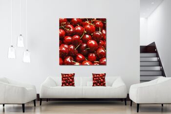Ensemble de coussins photo décoratifs (2 pièces), motif : fruits 8 cerises - taille : 40 x 40 cm - housse de coussin premium, coussin décoratif, coussin décoratif, coussin photo, housse de coussin 5