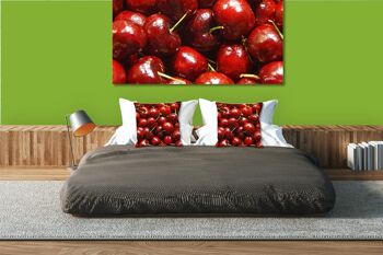 Ensemble de coussins photo décoratifs (2 pièces), motif : fruits 8 cerises - taille : 40 x 40 cm - housse de coussin premium, coussin décoratif, coussin décoratif, coussin photo, housse de coussin 7