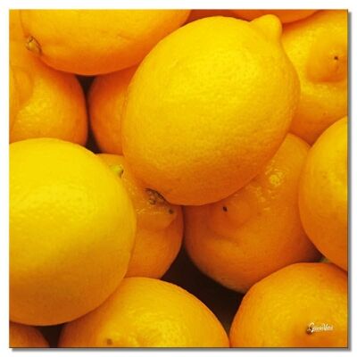 Cuadro de pared: Frutas 12 limones - cuadrado 1:1 - muchos tamaños y materiales - motivo exclusivo de arte fotográfico como cuadro de lienzo o cuadro de vidrio acrílico para decoración de paredes