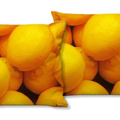 Set di cuscini decorativi con foto (2 pezzi), motivo: frutti 12 limoni - dimensioni: 40 x 40 cm - fodera per cuscino premium, cuscino decorativo, cuscino decorativo, cuscino fotografico, fodera per cuscino