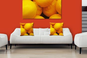 Ensemble de coussins photo décoratifs (2 pièces), motif : fruits 12 citrons - taille : 40 x 40 cm - housse de coussin premium, coussin décoratif, coussin décoratif, coussin photo, housse de coussin 2