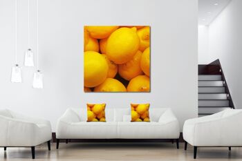 Ensemble de coussins photo décoratifs (2 pièces), motif : fruits 12 citrons - taille : 40 x 40 cm - housse de coussin premium, coussin décoratif, coussin décoratif, coussin photo, housse de coussin 4