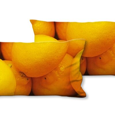 Ensemble de coussins photo décoratifs (2 pièces), motif : fruits 12 citrons - taille : 80 x 40 cm - housse de coussin premium, coussin décoratif, coussin décoratif, coussin photo, housse de coussin
