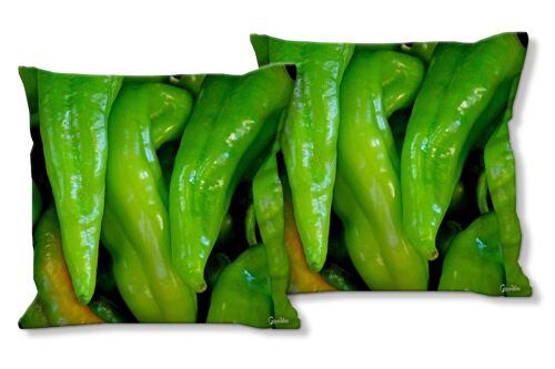 Deko-Foto-Kissen Set (2 Stk.), Motiv: Gemüse 4 Paprika - Größe: 40 x 40 cm - Premium Kissenhülle, Zierkissen, Dekokissen, Fotokissen, Kissenbezug