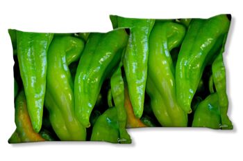 Ensemble de coussins photo décoratifs (2 pièces), motif : légumes 4 poivrons - taille : 40 x 40 cm - housse de coussin premium, coussin déco, coussin déco, coussin photo, housse de coussin 1