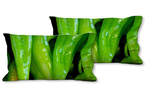 Deko-Foto-Kissen Set (2 Stk.), Motiv: Gemüse 4 Paprika - Größe: 80 x 40 cm - Premium Kissenhülle, Zierkissen, Dekokissen, Fotokissen, Kissenbezug
