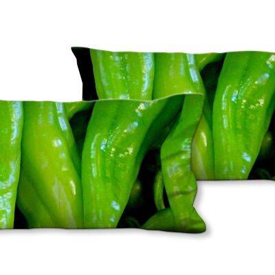Deko-Foto-Kissen Set (2 Stk.), Motiv: Gemüse 4 Paprika - Größe: 80 x 40 cm - Premium Kissenhülle, Zierkissen, Dekokissen, Fotokissen, Kissenbezug