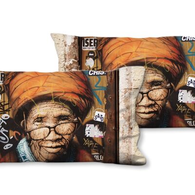 Set di cuscini decorativi con foto (2 pezzi), motivo: graffiti 3 - dimensioni: 80 x 40 cm - fodera per cuscino premium, cuscino decorativo, cuscino decorativo, cuscino fotografico, fodera per cuscino