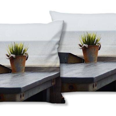 Decorative photo cushion set (2 pieces), motif: beach bar 7 - size: 40 x 40 cm - premium cushion cover, decorative cushion, decorative cushion, photo cushion, cushion cover