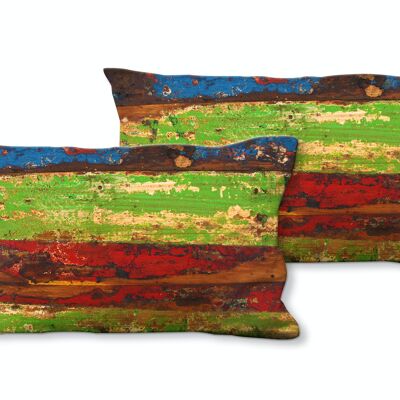 Decorative photo cushion set (2 pieces), motif: wood details 4 - size: 80 x 40 cm - premium cushion cover, decorative cushion, decorative cushion, photo cushion, cushion cover