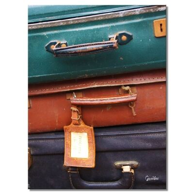 Mural: suitcase worlds 1 - portrait format 3:4 - many sizes & materials - exclusive photo art motif as a canvas picture or acrylic glass picture for wall decoration