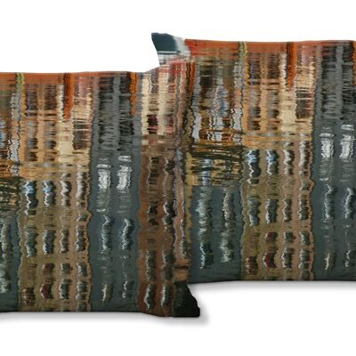 Decorative photo cushion set (2 pieces), motif: house reflection - size: 40 x 40 cm - premium cushion cover, decorative cushion, decorative cushion, photo cushion, cushion cover