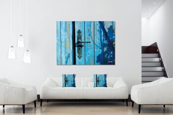 Ensemble de coussins photo décoratifs (2 pièces), motif : porte bleue au soleil - taille : 40 x 40 cm - housse de coussin haut de gamme, coussin décoratif, coussin décoratif, coussin photo, housse de coussin 4