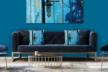 Ensemble de coussins photo décoratifs (2 pièces), motif : porte bleue au soleil - taille : 40 x 40 cm - housse de coussin haut de gamme, coussin décoratif, coussin décoratif, coussin photo, housse de coussin 6