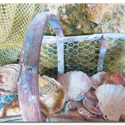 Mural: Shells in a basket - landscape format 4:3 - many sizes & materials - exclusive photo art motif as a canvas picture or acrylic glass picture for wall decoration