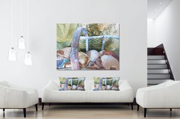 Ensemble de coussins photo décoratifs (2 pièces), motif : coquillages dans un panier - taille : 80 x 40 cm - housse de coussin premium, coussin décoratif, coussin décoratif, coussin photo, housse de coussin 4