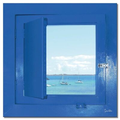 Mural: window to the sea - square 1:1 - many sizes & materials - exclusive photo art motif as a canvas picture or acrylic glass picture for wall decoration