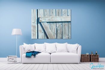 Papier peint : porte en bois bleu clair - format paysage 4:3 - nombreuses tailles et matériaux - motif d'art photo exclusif comme image sur toile ou image en verre acrylique pour la décoration murale 2