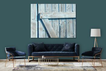 Papier peint : porte en bois bleu clair - format paysage 4:3 - nombreuses tailles et matériaux - motif d'art photo exclusif comme image sur toile ou image en verre acrylique pour la décoration murale 3