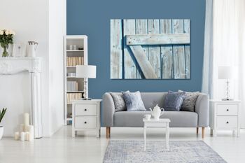 Papier peint : porte en bois bleu clair - format paysage 4:3 - nombreuses tailles et matériaux - motif d'art photo exclusif comme image sur toile ou image en verre acrylique pour la décoration murale 5
