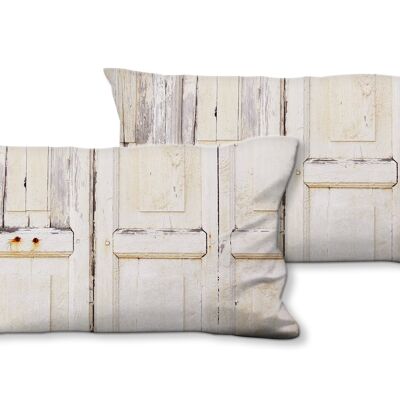 Juego de cojines decorativos con foto (2 piezas), motivo: puerta de madera antigua en blanco - tamaño: 80 x 40 cm - funda de cojín premium, cojín decorativo, cojín decorativo, cojín fotográfico, funda de cojín