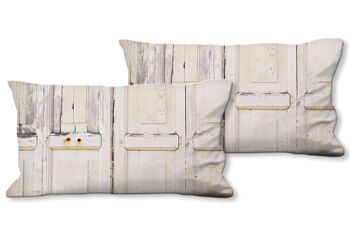 Ensemble de coussins photo décoratifs (2 pièces), motif : vieille porte en bois en blanc - taille : 80 x 40 cm - housse de coussin haut de gamme, coussin décoratif, coussin décoratif, coussin photo, housse de coussin 1