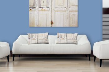 Ensemble de coussins photo décoratifs (2 pièces), motif : vieille porte en bois en blanc - taille : 80 x 40 cm - housse de coussin haut de gamme, coussin décoratif, coussin décoratif, coussin photo, housse de coussin 3