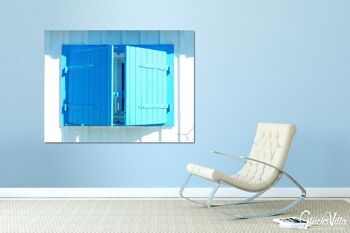 Papier peint : fenêtre bleue au soleil - format paysage 4:3 - nombreuses tailles et matériaux - motif d'art photographique exclusif comme image sur toile ou image sur verre acrylique pour la décoration murale 5