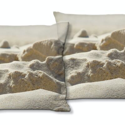Set di cuscini decorativi con foto (2 pezzi), motivo: strutture di sabbia 1 - dimensioni: 40 x 40 cm - fodera per cuscino premium, cuscino decorativo, cuscino decorativo, cuscino fotografico, fodera per cuscino