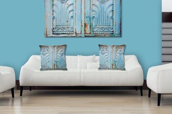 Ensemble de coussins photo décoratifs (2 pièces), motif : ornements en bleu - taille : 40 x 40 cm - housse de coussin premium, coussin décoratif, coussin décoratif, coussin photo, housse de coussin 3