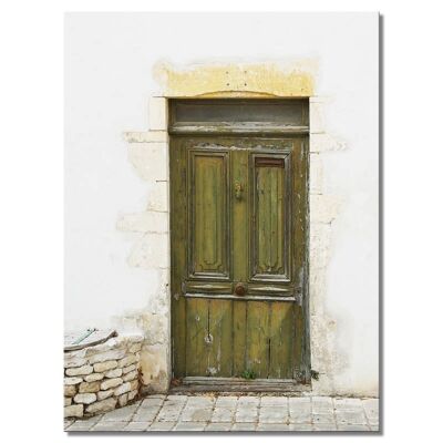Mural: puerta de pueblo verde - formato de retrato 3:4 - muchos tamaños y materiales - motivo de arte fotográfico exclusivo como cuadro de lienzo o cuadro de vidrio acrílico para decoración de paredes