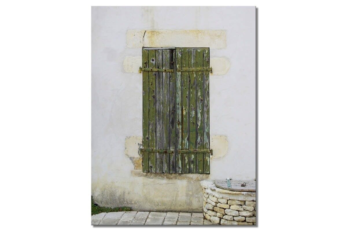 Papier peint : fenêtre du village vert - format portrait 3:4 - nombreuses tailles et matériaux - motif d'art photo exclusif sous forme d'image sur toile ou d'image en verre acrylique pour la décoration murale