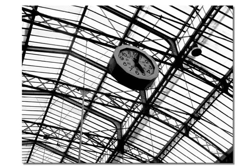 Wandbild: Zeit im Bahnhof - Querformat 4:3 - viele Größen & Materialien – Exklusives Fotokunst-Motiv als Leinwandbild oder Acrylglasbild zur Wand-Dekoration