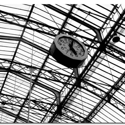 Mural: tiempo en la estación de tren - formato apaisado 4:3 - muchos tamaños y materiales - motivo exclusivo de arte fotográfico como lienzo o imagen de vidrio acrílico para la decoración de paredes