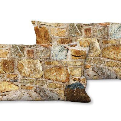 Decorative photo cushion set (2 pieces), motif: stone walls 1 - size: 80 x 40 cm - premium cushion cover, decorative cushion, decorative cushion, photo cushion, cushion cover