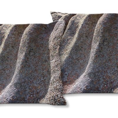 Decorative photo cushion set (2 pieces), motif: shapes in stone 1 - size: 40 x 40 cm - premium cushion cover, decorative cushion, decorative cushion, photo cushion, cushion cover
