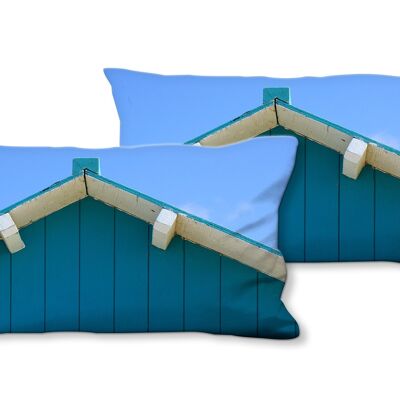 Set di cuscini decorativi con foto (2 pezzi), motivo: timpano in blu - dimensioni: 80 x 40 cm - fodera per cuscino premium, cuscino decorativo, cuscino decorativo, cuscino fotografico, fodera per cuscino