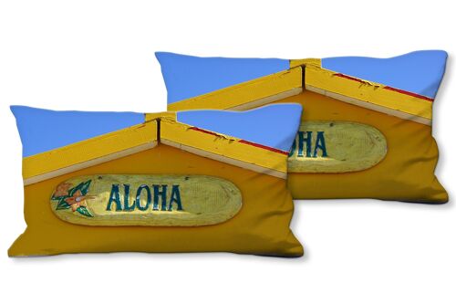 Deko-Foto-Kissen Set (2 Stk.), Motiv: Aloha - Größe: 80 x 40 cm - Premium Kissenhülle, Zierkissen, Dekokissen, Fotokissen, Kissenbezug