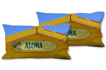 Ensemble de coussins photo décoratifs (2 pièces), motif : Aloha - taille : 80 x 40 cm - housse de coussin premium, coussin décoratif, coussin décoratif, coussin photo, housse de coussin 1