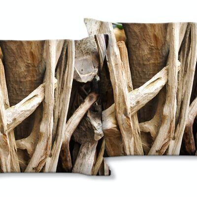 Juego de cojines decorativos con foto (2 piezas), motivo: detalles de madera 7 - tamaño: 40 x 40 cm - funda de cojín premium, cojín decorativo, cojín decorativo, cojín fotográfico, funda de cojín