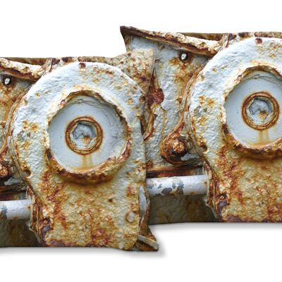 Decorative photo cushion set (2 pieces), motif: metal shapes 1 - size: 40 x 40 cm - premium cushion cover, decorative cushion, decorative cushion, photo cushion, cushion cover