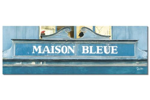 Wandbild: Maison bleue - Panorama quer 3:1 - viele Größen & Materialien – Exklusives Fotokunst-Motiv als Leinwandbild oder Acrylglasbild zur Wand-Dekoration