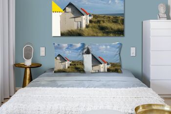 Ensemble de coussins photo décoratifs (2 pièces), motif : maison de plage en Normandie - taille : 40 x 40 cm - housse de coussin premium, coussin déco, coussin déco, coussin photo, housse de coussin 2