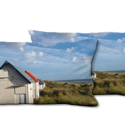 Ensemble de coussins photo décoratifs (2 pièces), motif : maison de plage en Normandie - taille : 80 x 40 cm - housse de coussin premium, coussin déco, coussin déco, coussin photo, housse de coussin