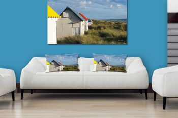 Ensemble de coussins photo décoratifs (2 pièces), motif : maison de plage en Normandie - taille : 80 x 40 cm - housse de coussin premium, coussin déco, coussin déco, coussin photo, housse de coussin 2